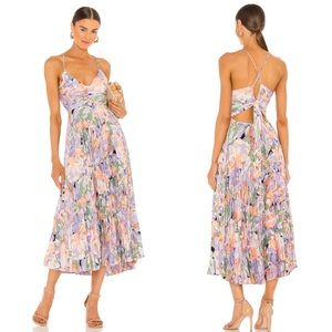 ASTR THE LABEL Blythe Floral Plisse Midi Dress Size L NWT
